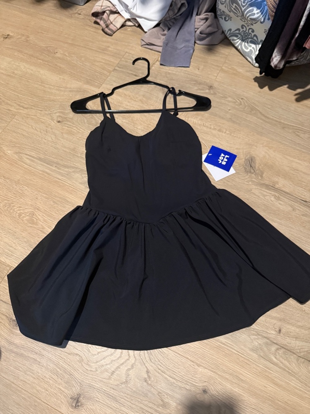 JoyLab Black Spaghetti-Strap Dress with Adjustable Back built in shorts